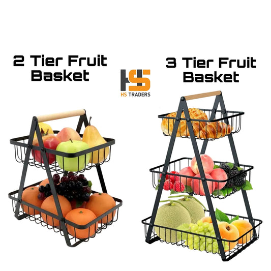 Kitchen Organizer/ Fruit Basket/ Vegetable Stand/ Kitchen Counter Rack In Black Color