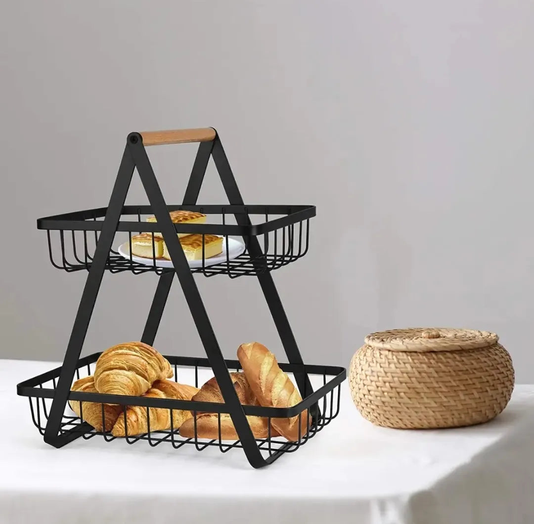 Kitchen Organizer/ Fruit Basket/ Vegetable Stand/ Kitchen Counter Rack In Black Color