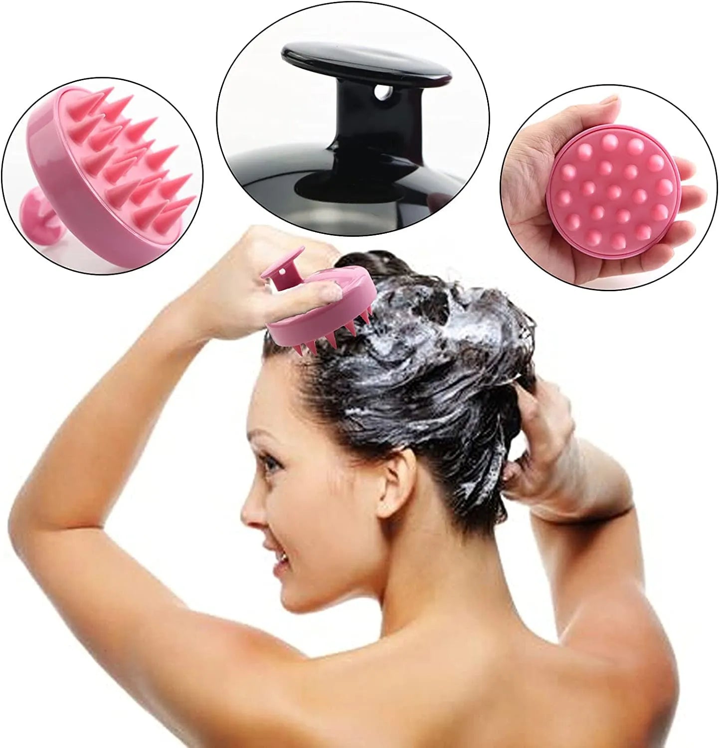 Shampoo Massager Brush Scalp Hair Scrubber with Soft Silicone